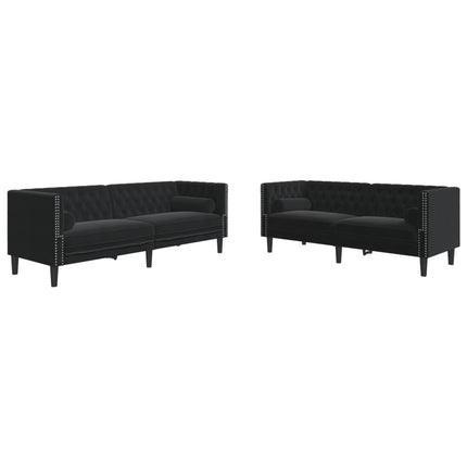 Ensemble de canapé Chesterfield et traversins 2pcs noir velours