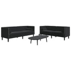 Ensemble de canapé Chesterfield et traversins 2pcs noir velours