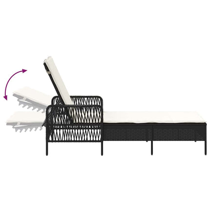 Chaise longue avec coussin Noir 157 x 55 x 92cm polyrotin