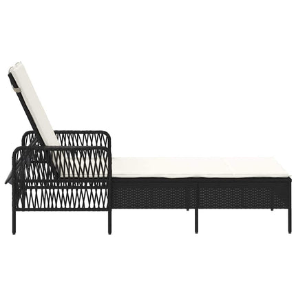 Chaise longue avec coussin Noir 157 x 55 x 92cm polyrotin