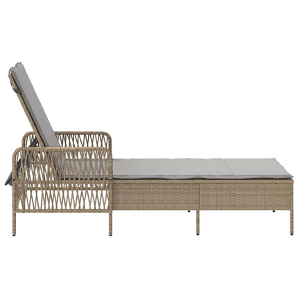 Chaise longue avec coussin Beige 157 x 55 x 92cm polyrotin