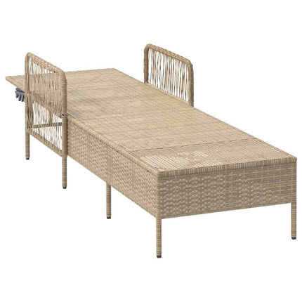 Chaise longue avec coussin Beige 157 x 55 x 92cm polyrotin