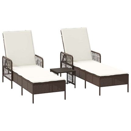 Chaise longue 2-personne 2 pcs Marron 35 x 35 x 32cm polyrotin