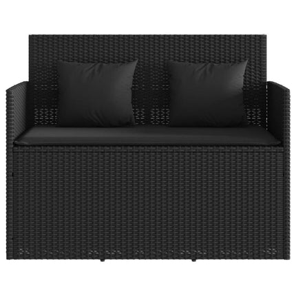 Banc de jardin avec coussins noir résine tressée