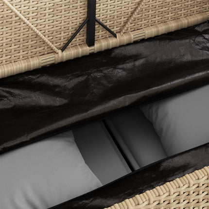 Banc de jardin avec coussins beige résine tressée