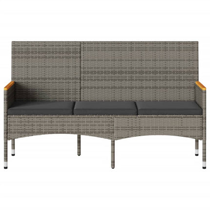 Banc de jardin 3 places avec coussins gris résine tressée