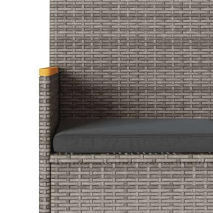 Banc de jardin 3 places avec coussins gris résine tressée