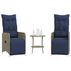 Lot de 2 chaises de jardin inclinables avec Table en résine tressée grise