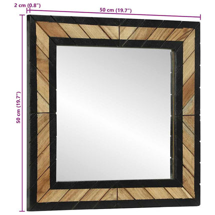 Miroir Noir et Marron 50 x 2 x 50 cm Bois massif d'acacia