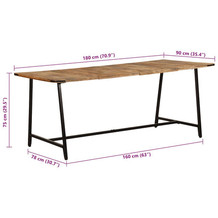 Table à dîner 180x90x75 cm bois de manguier massif