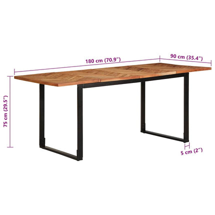 Table à manger 180x90x75 cm bois massif d'acacia