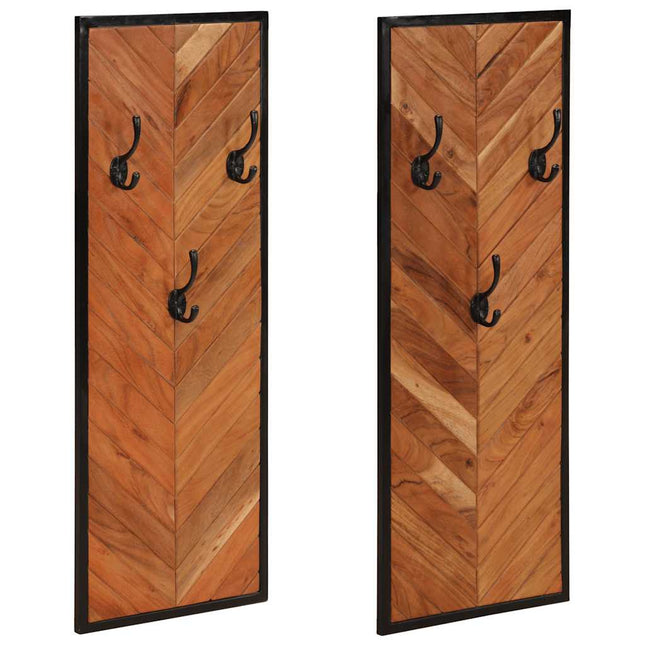 Porte-manteaux 2 pcs 35x1x90 cm bois massif acacia