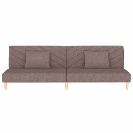 Canapé-lit à 2 places avec deux oreillers taupe tissu