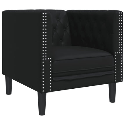 Fauteuil Chesterfield noir similicuir