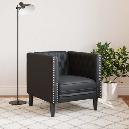 Fauteuil Chesterfield noir similicuir