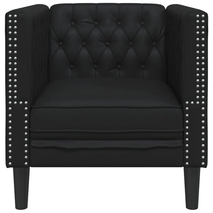 Fauteuil Chesterfield noir similicuir