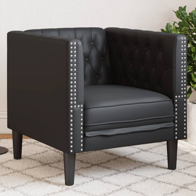 Fauteuil Chesterfield noir similicuir