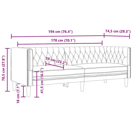 Canapé à 3 places Chesterfield cappuccino similicuir