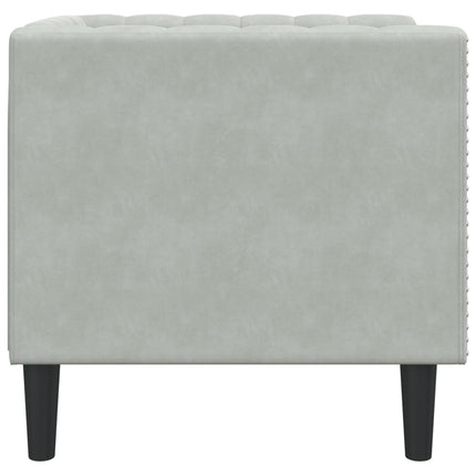 Fauteuil Chesterfield gris clair velours