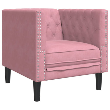 Fauteuil Chesterfield rose velours