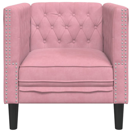 Fauteuil Chesterfield rose velours