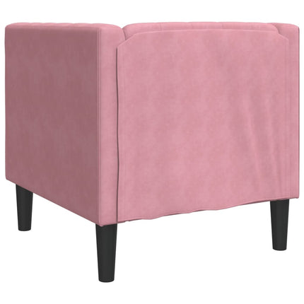 Fauteuil Chesterfield rose velours