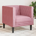 Fauteuil Chesterfield rose velours