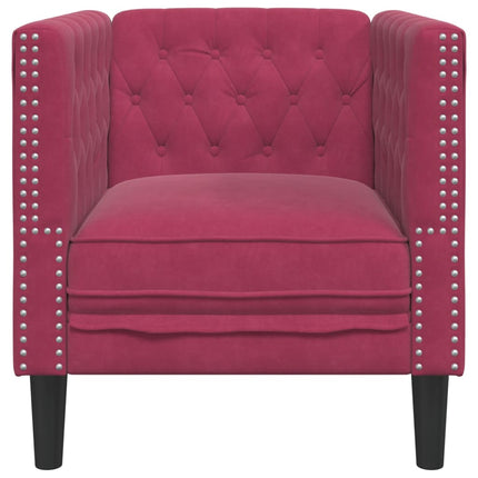 Fauteuil Chesterfield rouge bordeaux velours
