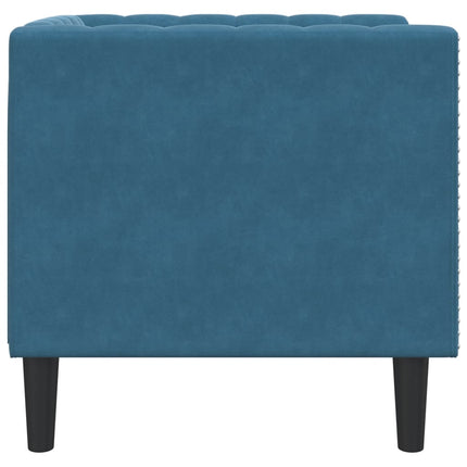 Fauteuil Chesterfield bleu velours