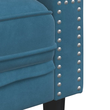 Fauteuil Chesterfield bleu velours