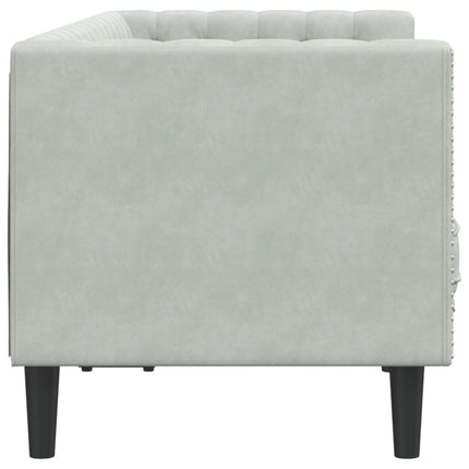 Canapé Chesterfield avec traversins 2 places gris clair velours