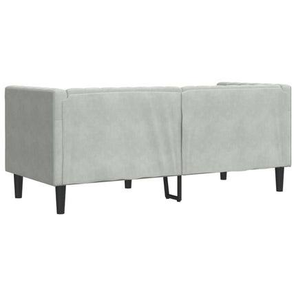 Canapé Chesterfield avec traversins 2 places gris clair velours