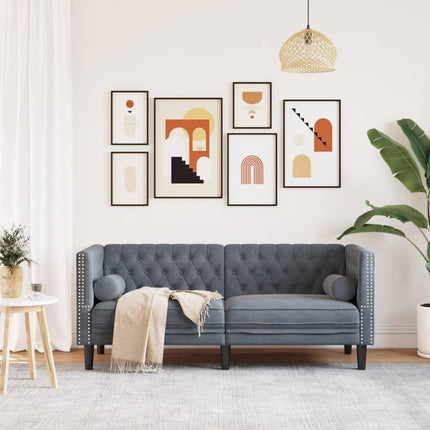 Canapé Chesterfield avec traversins 2 places gris foncé velours