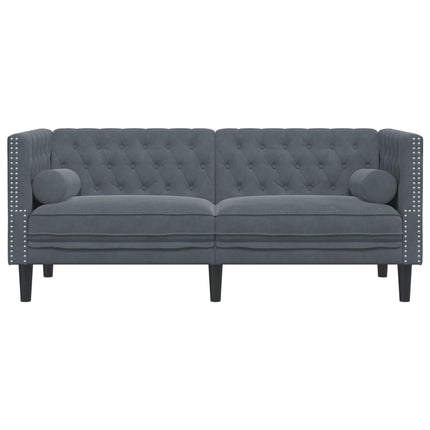 Canapé Chesterfield avec traversins 2 places gris foncé velours