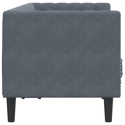 Canapé Chesterfield avec traversins 2 places gris foncé velours