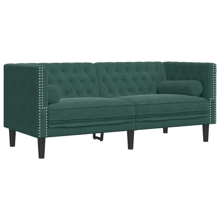 Canapé Chesterfield avec traversins 2 places vert foncé velours