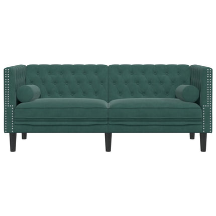 Canapé Chesterfield avec traversins 2 places vert foncé velours