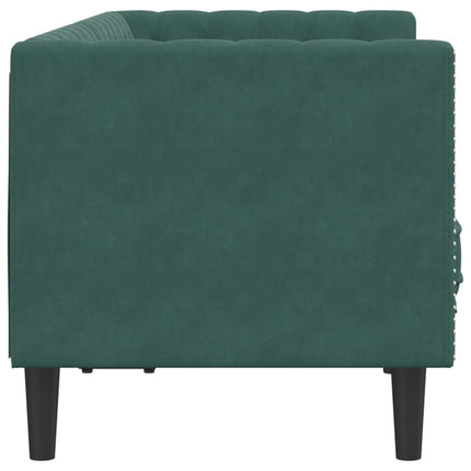 Canapé Chesterfield avec traversins 2 places vert foncé velours