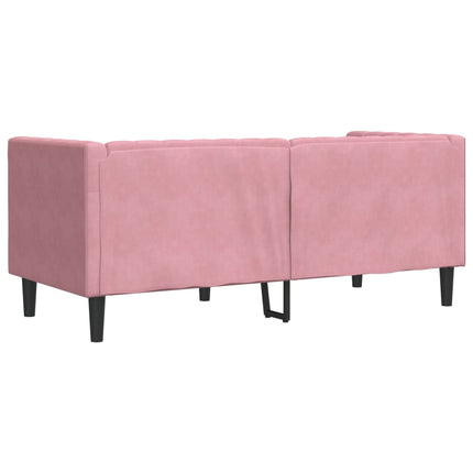 Canapé Chesterfield avec traversins 2 places rose velours