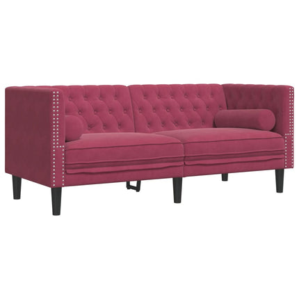 Canapé Chesterfield avec traversins 2 places velours