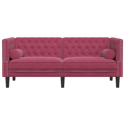 Canapé Chesterfield avec traversins 2 places velours