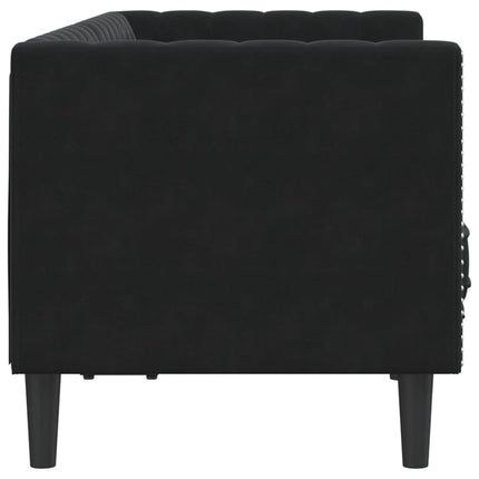 Canapé Chesterfield avec traversins 2 places noir velours