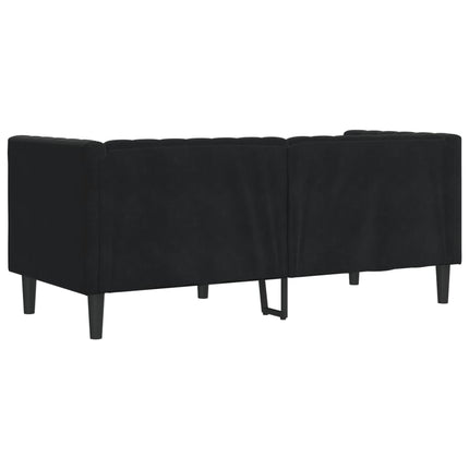Canapé Chesterfield avec traversins 2 places noir velours