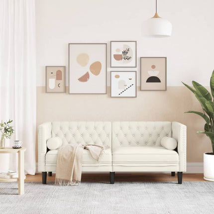 Canapé Chesterfield avec traversins 2 places crème velours