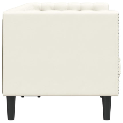 Canapé Chesterfield avec traversins 2 places crème velours