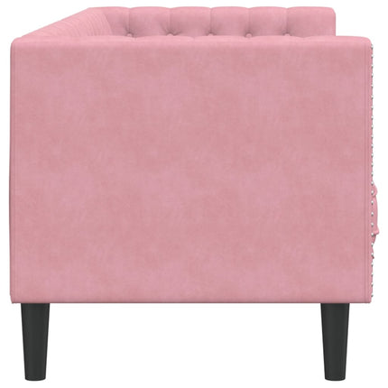 Canapé Chesterfield avec traversins 3 places rose velours
