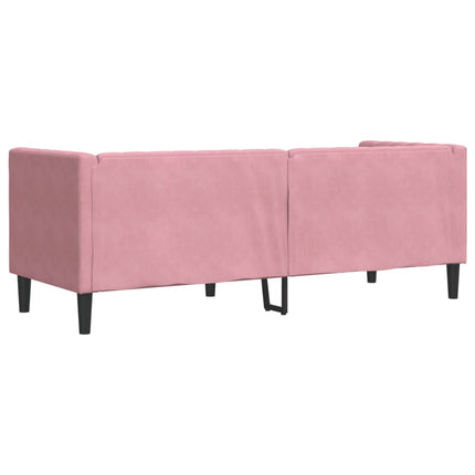 Canapé Chesterfield avec traversins 3 places rose velours