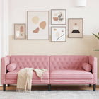 Canapé Chesterfield avec traversins 3 places rose velours