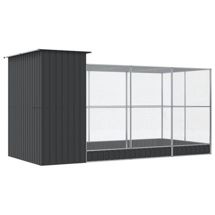 Volière avec extension Argent 416x203x216 cm Acier