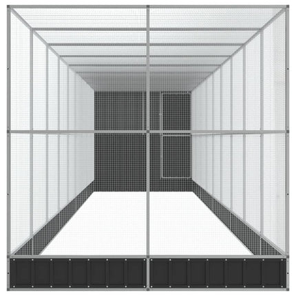 Volière avec extension argenté 1037x203x216 cm acier